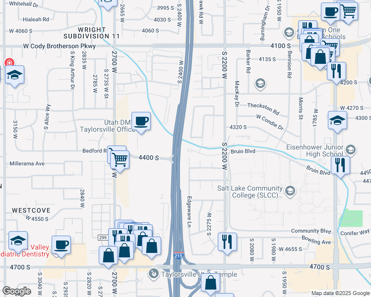map of restaurants, bars, coffee shops, grocery stores, and more near 2343 Josie Lane in Taylorsville