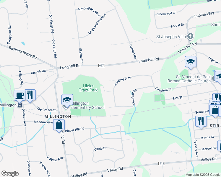 map of restaurants, bars, coffee shops, grocery stores, and more near 12 Largo Lane in Long Hill