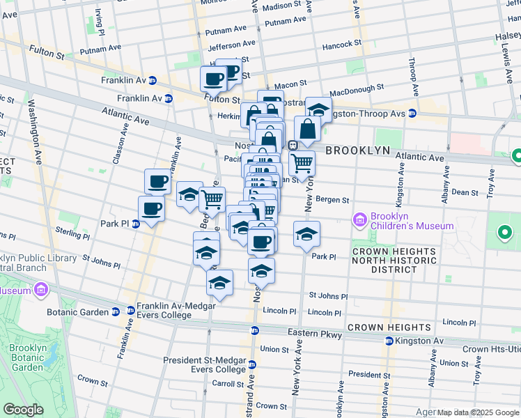map of restaurants, bars, coffee shops, grocery stores, and more near 689 Saint Marks Avenue in Brooklyn