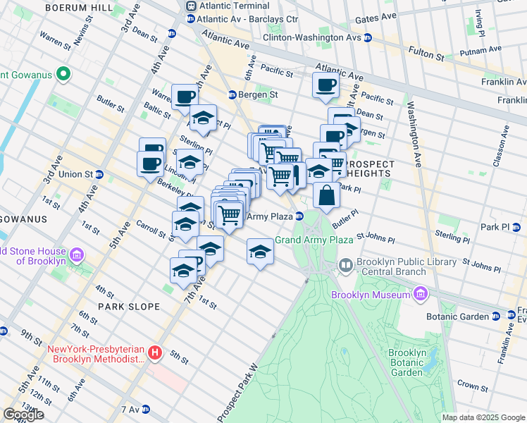 map of restaurants, bars, coffee shops, grocery stores, and more near 209 Lincoln Place in Brooklyn
