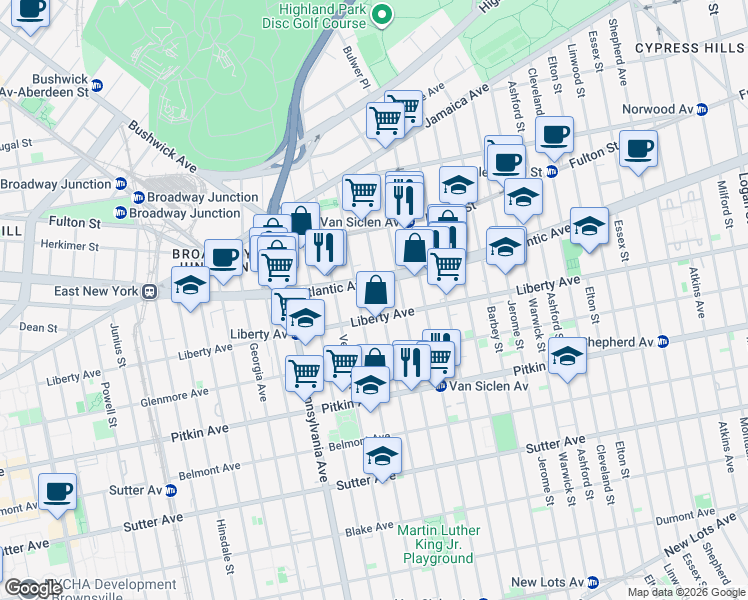 map of restaurants, bars, coffee shops, grocery stores, and more near 158 Bradford Street in Brooklyn