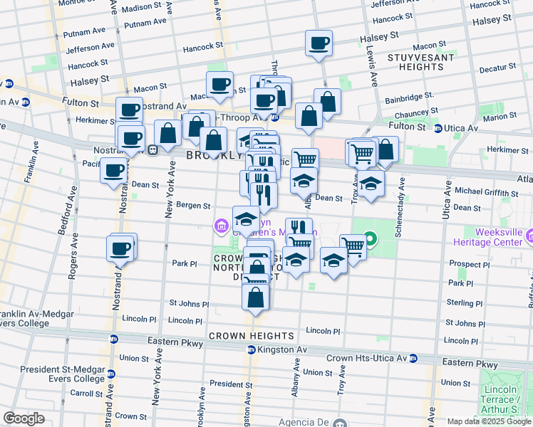 map of restaurants, bars, coffee shops, grocery stores, and more near in Brooklyn