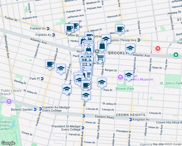 map of restaurants, bars, coffee shops, grocery stores, and more near 725 Saint Marks Avenue in Brooklyn
