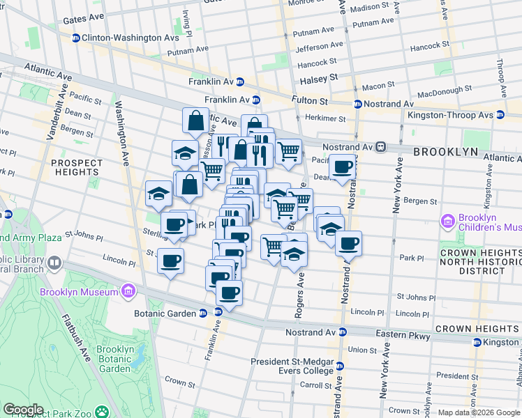 map of restaurants, bars, coffee shops, grocery stores, and more near in Brooklyn