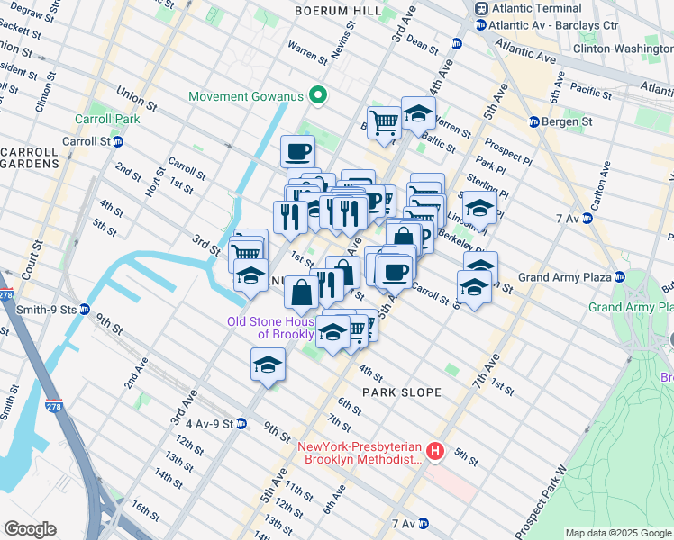 map of restaurants, bars, coffee shops, grocery stores, and more near in Brooklyn