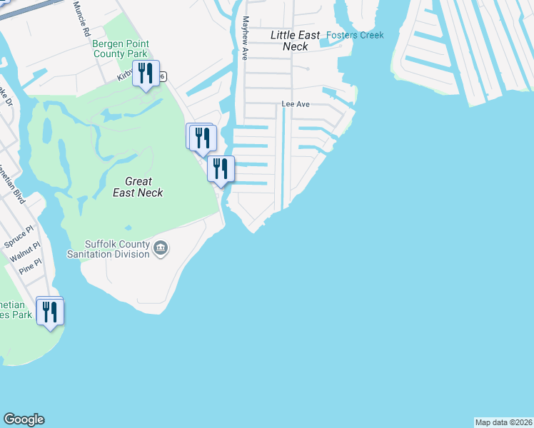 map of restaurants, bars, coffee shops, grocery stores, and more near 10 Milton Road in Babylon