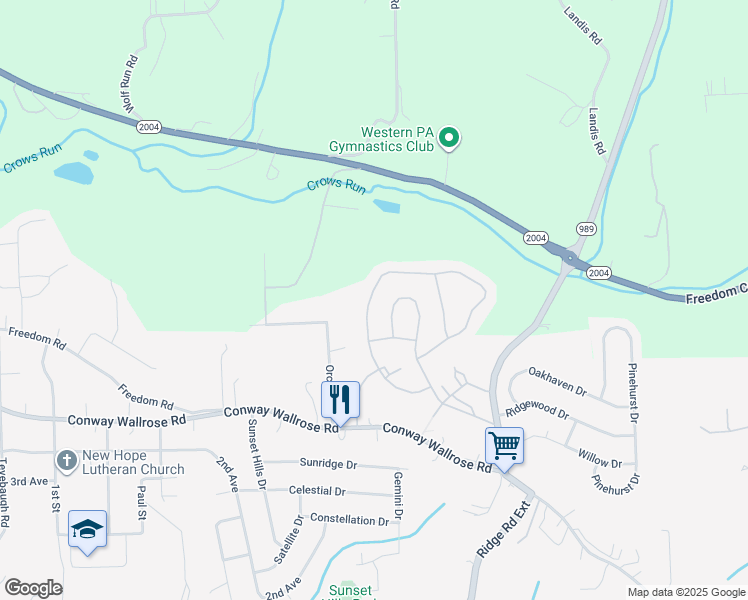 map of restaurants, bars, coffee shops, grocery stores, and more near 260 Patriot Ln in Freedom