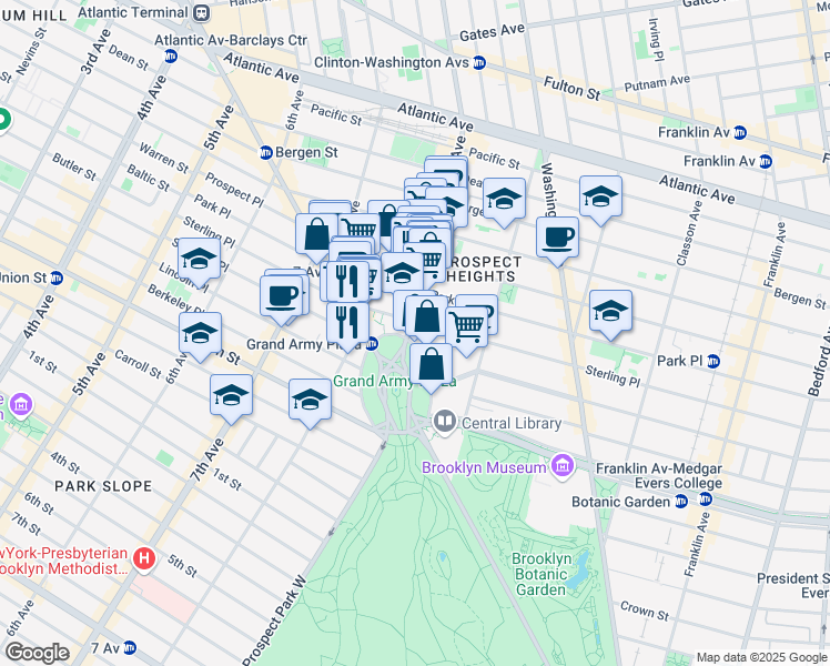 map of restaurants, bars, coffee shops, grocery stores, and more near in Brooklyn