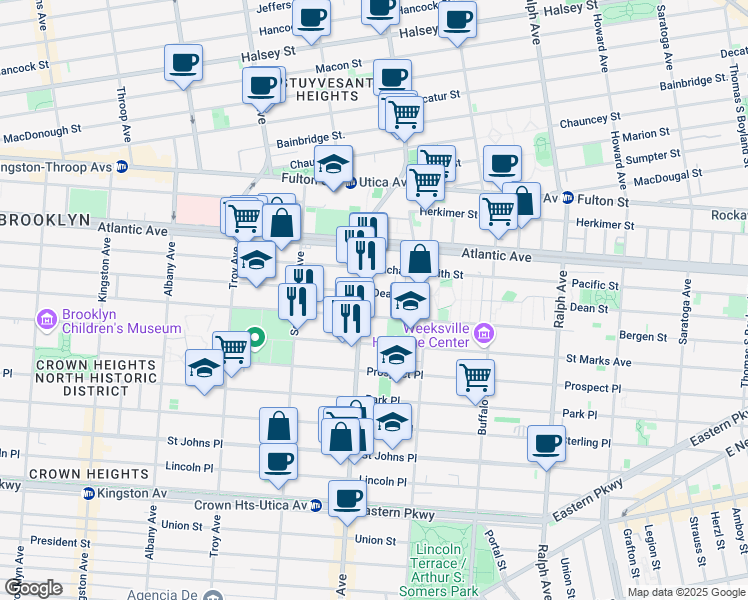 map of restaurants, bars, coffee shops, grocery stores, and more near in Brooklyn