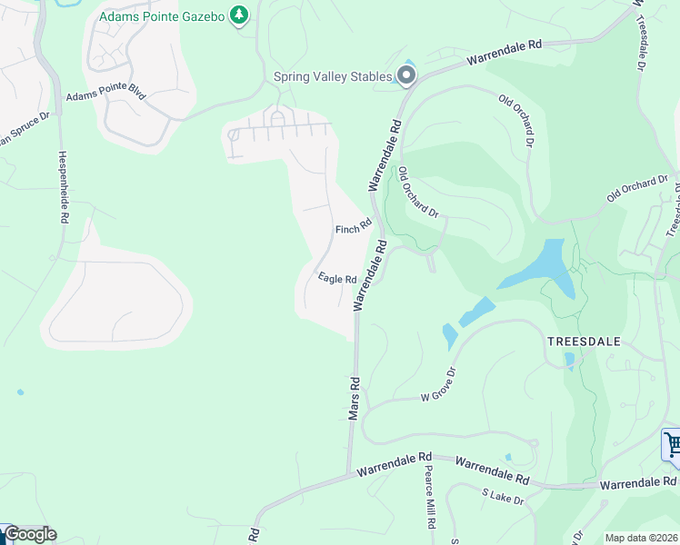 map of restaurants, bars, coffee shops, grocery stores, and more near 7007 Eagle Road in Gibsonia