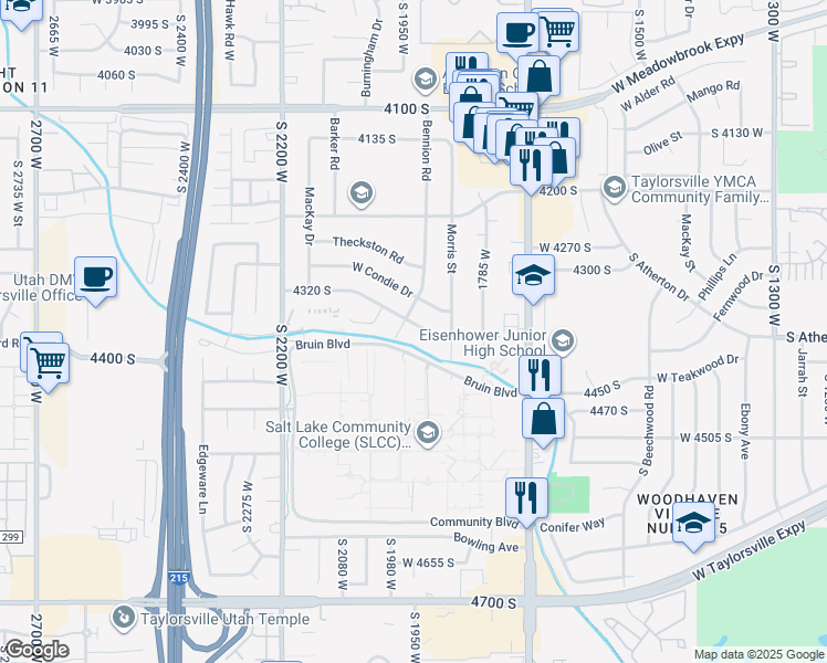 map of restaurants, bars, coffee shops, grocery stores, and more near 1927 Kirkham Way in Salt Lake City