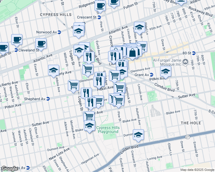 map of restaurants, bars, coffee shops, grocery stores, and more near in Brooklyn