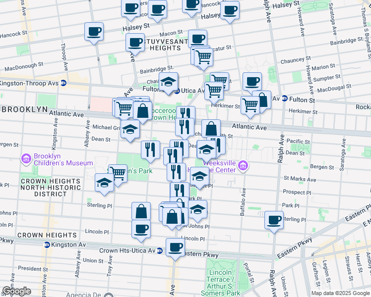 map of restaurants, bars, coffee shops, grocery stores, and more near in Brooklyn