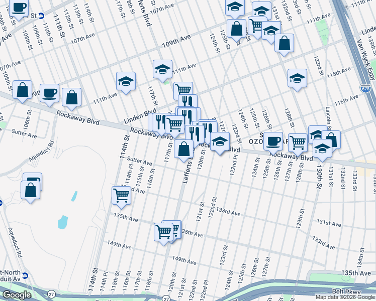 map of restaurants, bars, coffee shops, grocery stores, and more near in Queens