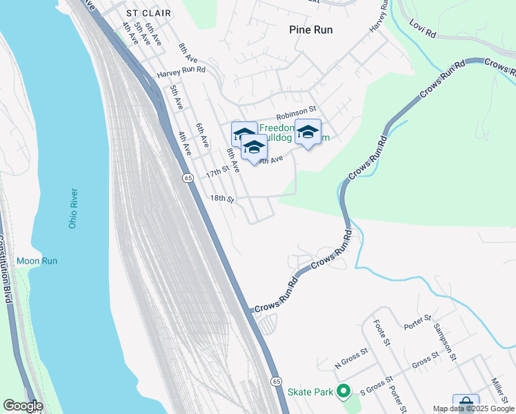 map of restaurants, bars, coffee shops, grocery stores, and more near 1819 8th Ave in Freedom