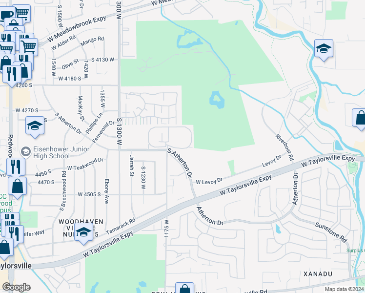 map of restaurants, bars, coffee shops, grocery stores, and more near 1136 West 4370 South in Taylorsville