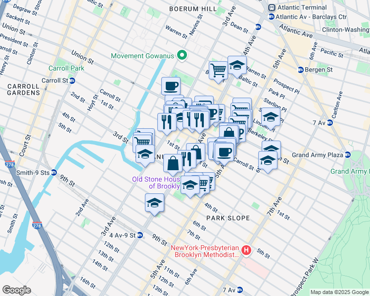 map of restaurants, bars, coffee shops, grocery stores, and more near in Brooklyn