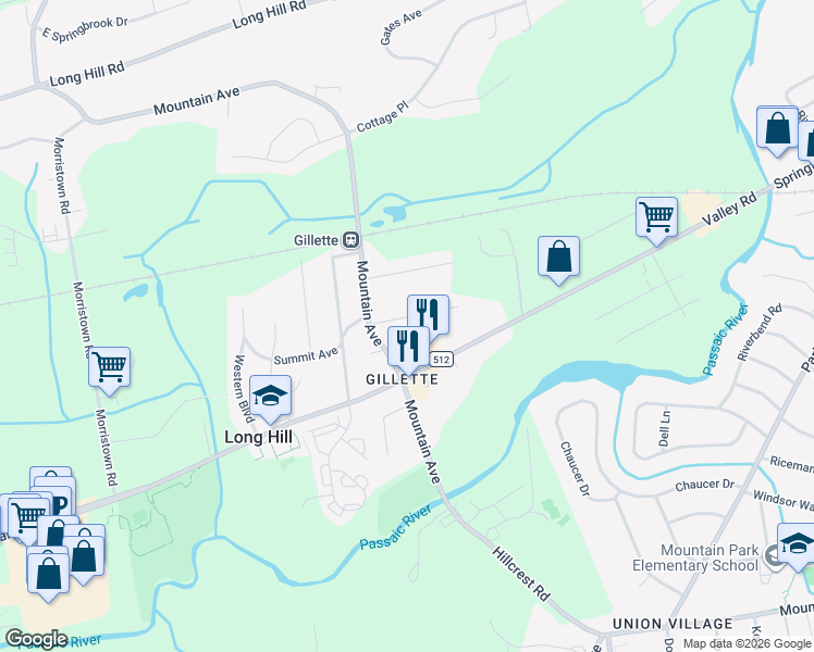 map of restaurants, bars, coffee shops, grocery stores, and more near 69 Summit Avenue in Long Hill