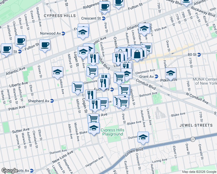 map of restaurants, bars, coffee shops, grocery stores, and more near in Brooklyn
