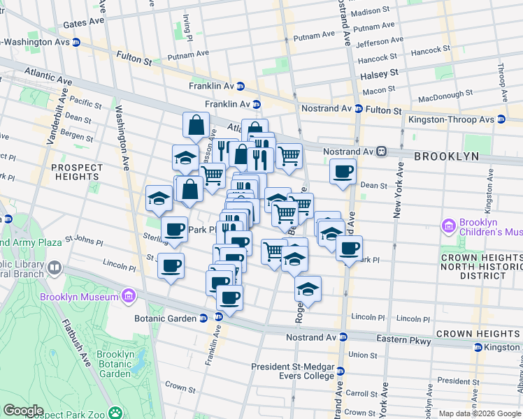 map of restaurants, bars, coffee shops, grocery stores, and more near in Brooklyn