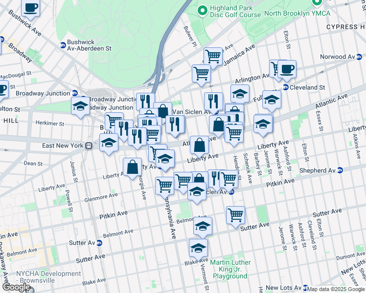 map of restaurants, bars, coffee shops, grocery stores, and more near 179 Vermont Street in Brooklyn