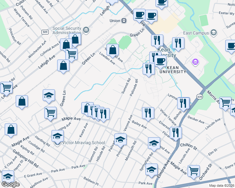 map of restaurants, bars, coffee shops, grocery stores, and more near 912 Lakeside Place in Union