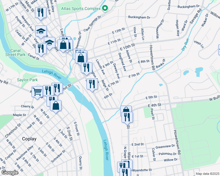 map of restaurants, bars, coffee shops, grocery stores, and more near 626 Lincoln Avenue in Northampton
