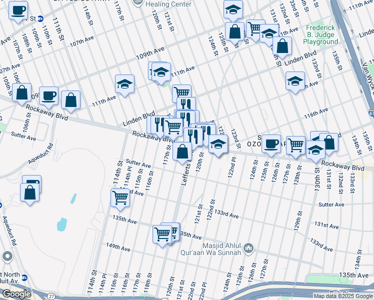 map of restaurants, bars, coffee shops, grocery stores, and more near in Queens