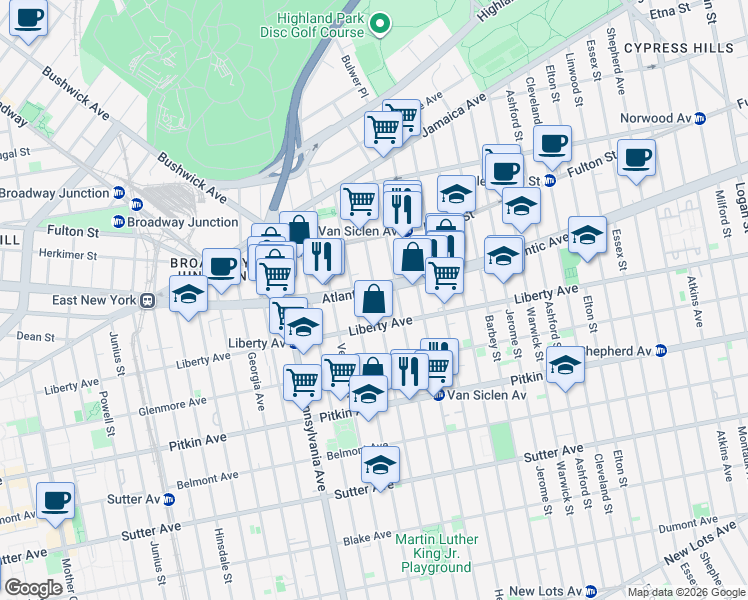 map of restaurants, bars, coffee shops, grocery stores, and more near 158 Bradford Street in Brooklyn