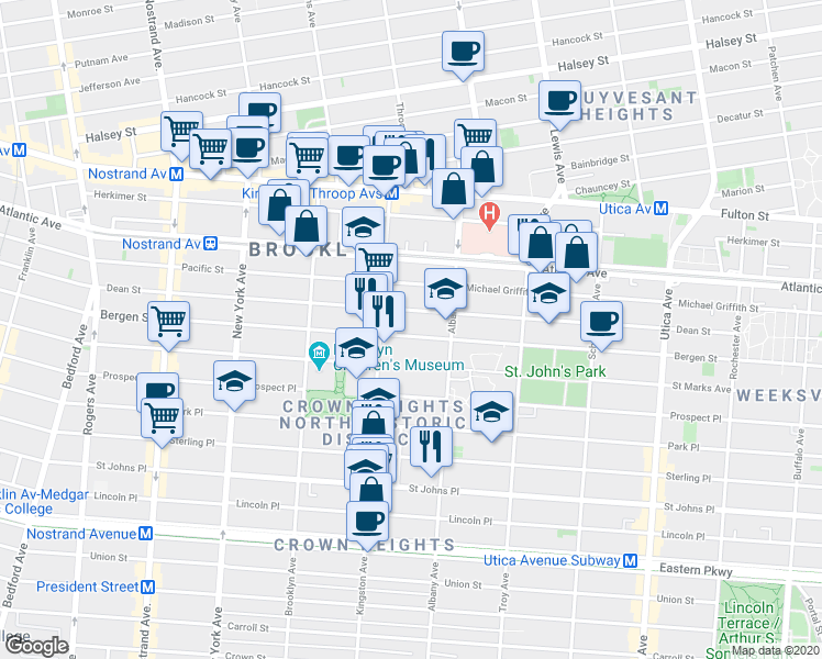 map of restaurants, bars, coffee shops, grocery stores, and more near in Brooklyn