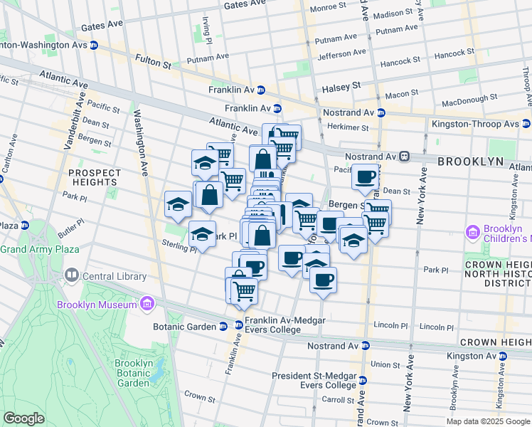 map of restaurants, bars, coffee shops, grocery stores, and more near in Brooklyn