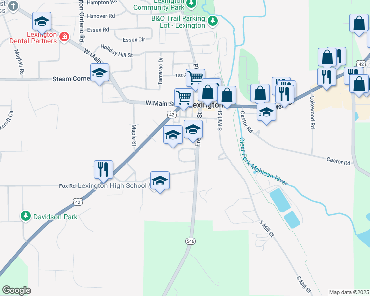 map of restaurants, bars, coffee shops, grocery stores, and more near 90 Frederick Street in Lexington