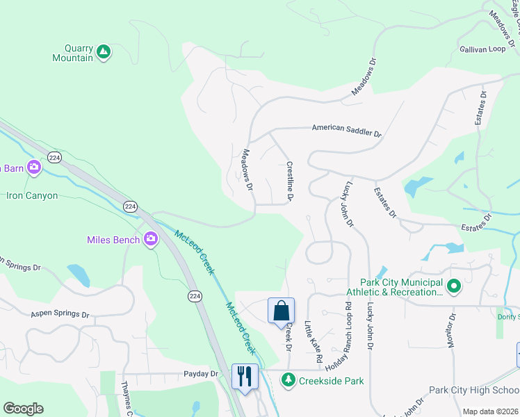 map of restaurants, bars, coffee shops, grocery stores, and more near 3000 Crestline Drive in Park City