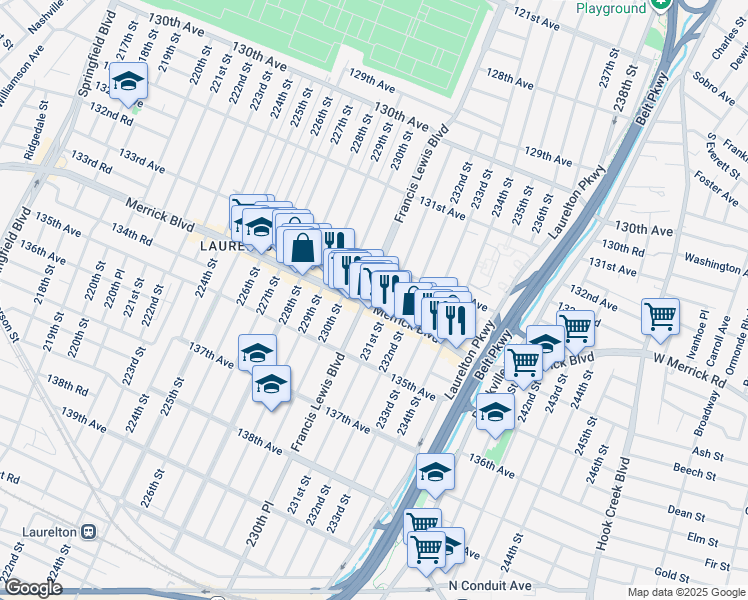 map of restaurants, bars, coffee shops, grocery stores, and more near in Queens
