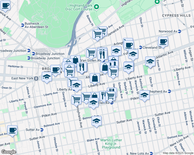 map of restaurants, bars, coffee shops, grocery stores, and more near 158 Bradford Street in Brooklyn