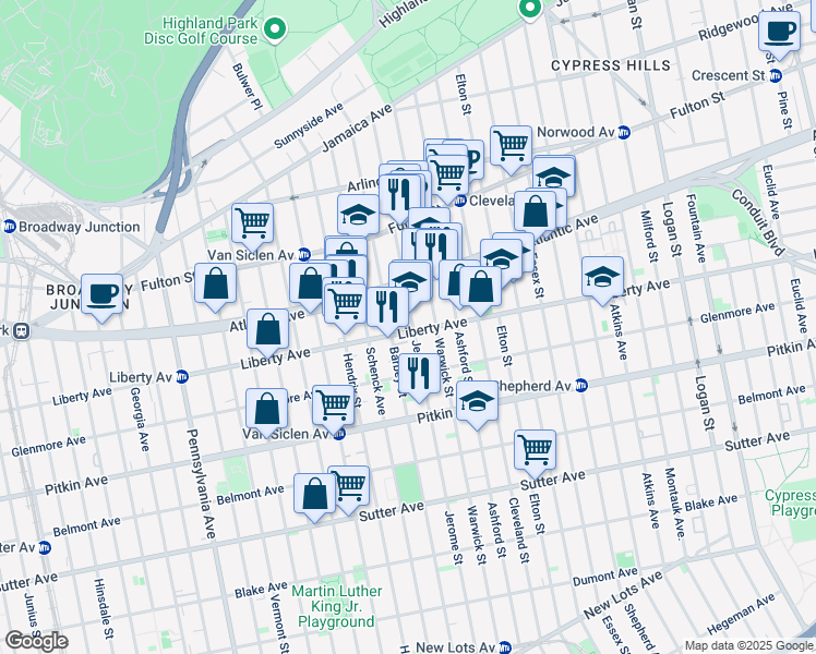 map of restaurants, bars, coffee shops, grocery stores, and more near in Brooklyn
