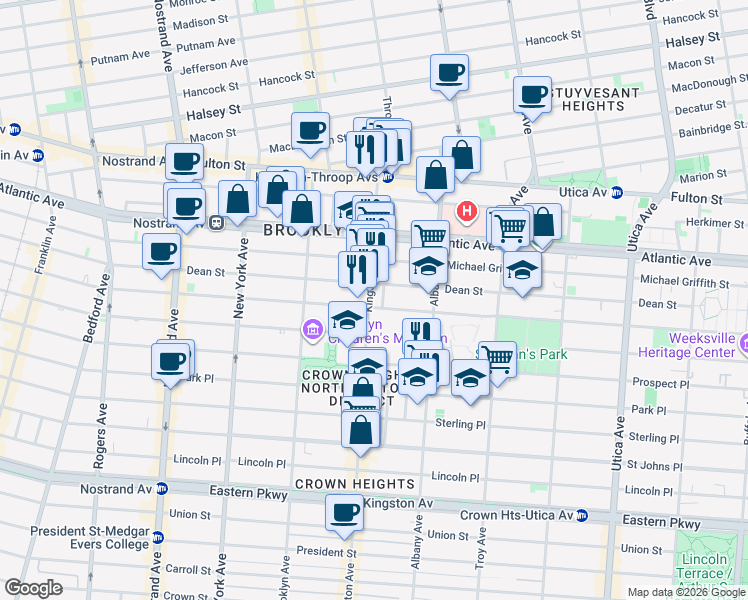 map of restaurants, bars, coffee shops, grocery stores, and more near in Brooklyn