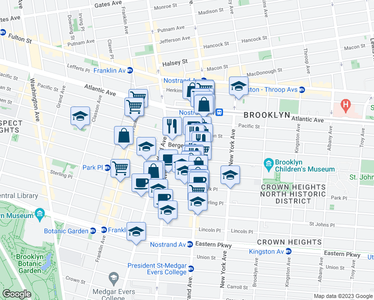 map of restaurants, bars, coffee shops, grocery stores, and more near 653 Saint Marks Avenue in Brooklyn