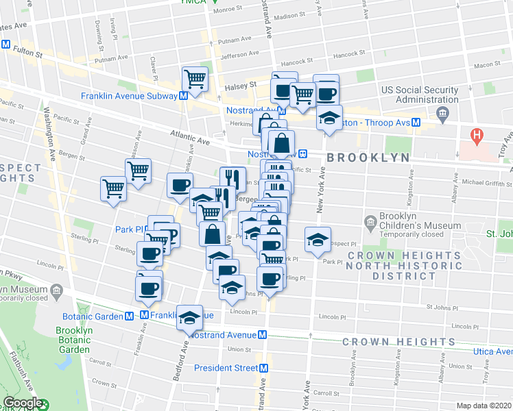 map of restaurants, bars, coffee shops, grocery stores, and more near 653 Saint Marks Avenue in Brooklyn