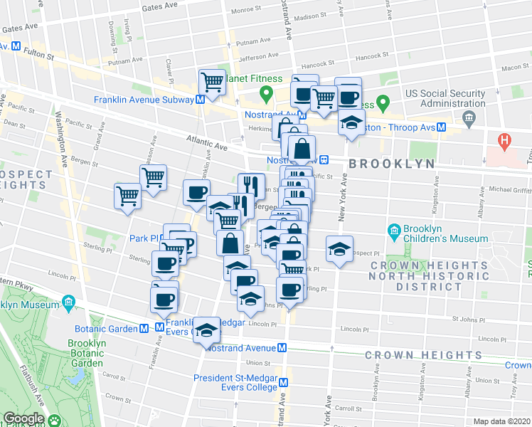map of restaurants, bars, coffee shops, grocery stores, and more near 653 Saint Marks Avenue in Brooklyn
