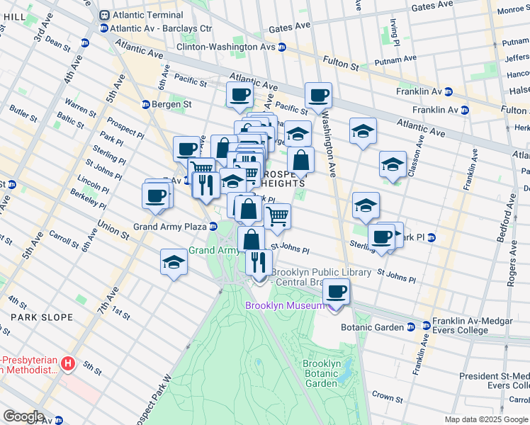 map of restaurants, bars, coffee shops, grocery stores, and more near 31 Butler Place in Brooklyn