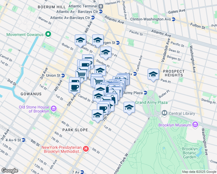 map of restaurants, bars, coffee shops, grocery stores, and more near 809 Union Street in Brooklyn