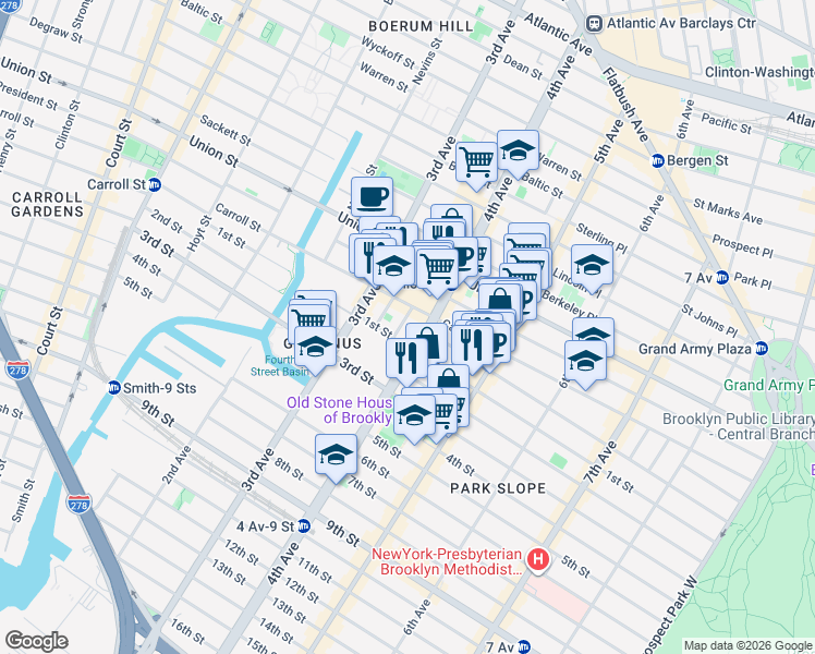 map of restaurants, bars, coffee shops, grocery stores, and more near in Brooklyn