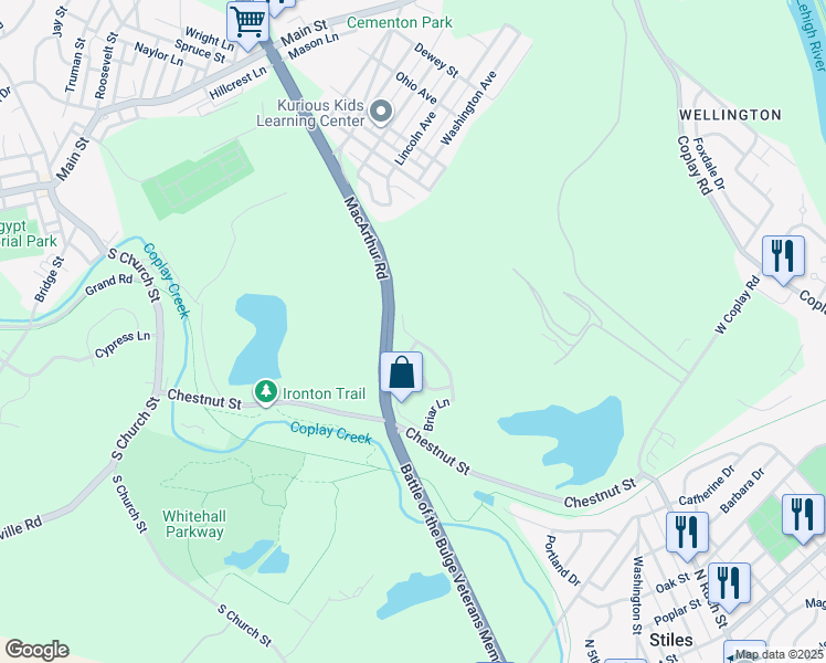 map of restaurants, bars, coffee shops, grocery stores, and more near 5560 Briar Lane in Lehigh County