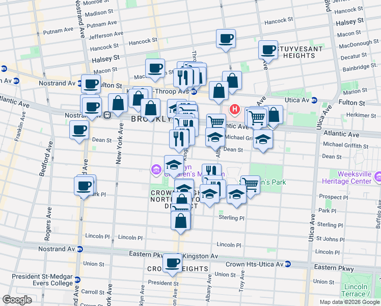 map of restaurants, bars, coffee shops, grocery stores, and more near in Brooklyn