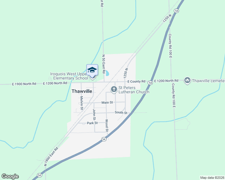 map of restaurants, bars, coffee shops, grocery stores, and more near 114 N Mc Neil Street in Thawville