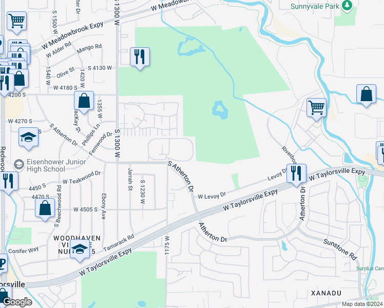 map of restaurants, bars, coffee shops, grocery stores, and more near 4358 South 1100 West in Taylorsville