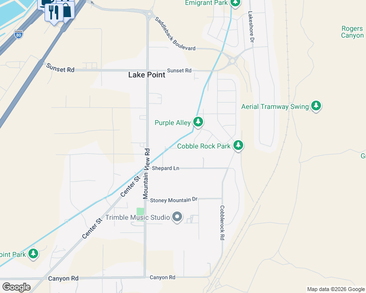 map of restaurants, bars, coffee shops, grocery stores, and more near 1881 Shepard Lane in Tooele