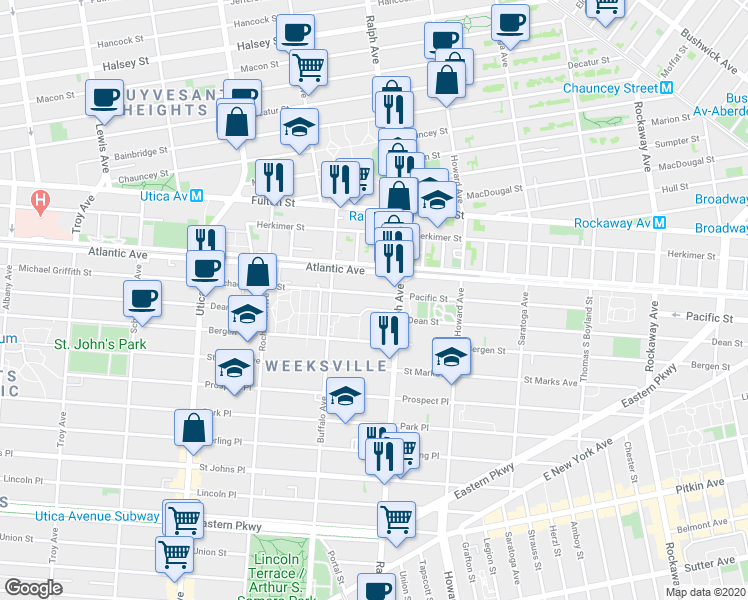 map of restaurants, bars, coffee shops, grocery stores, and more near 642 Kingsborough 6th Walk in Brooklyn