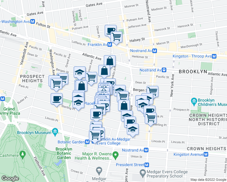 map of restaurants, bars, coffee shops, grocery stores, and more near in Brooklyn